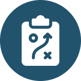 Strategy clipboard icon with game plan.