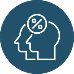 Two heads with percent symbol icon.